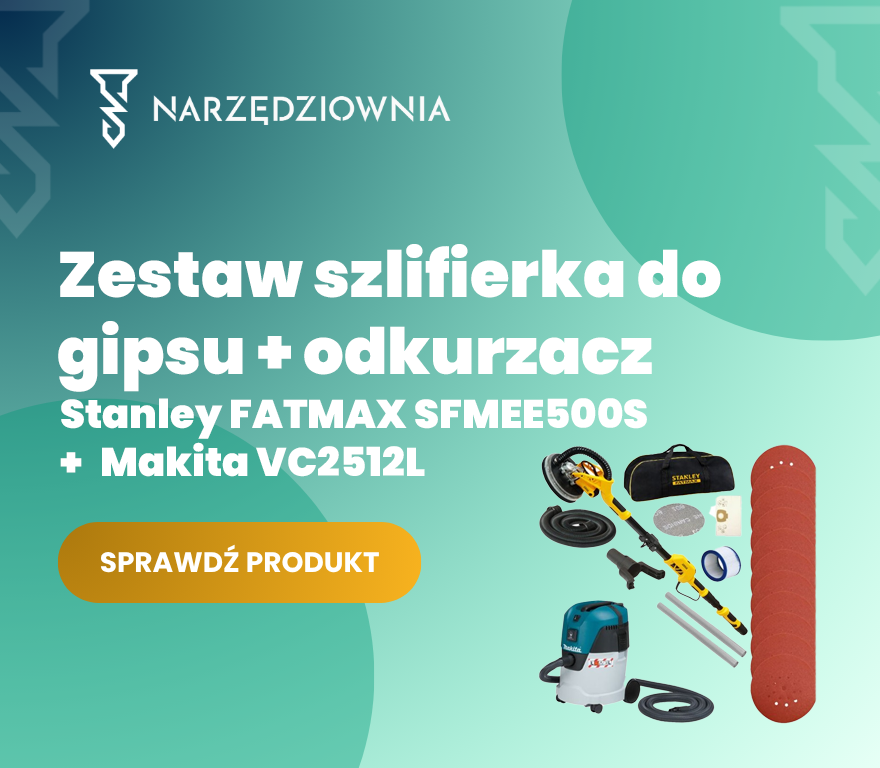 Zestaw: szlifierka do gipsu Stanley FatMax SFMEE500S + odkurzacz Makita VC2512L